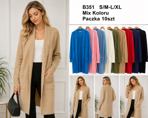 Narzutka damska Roz S/M-L/XL, Mix Kolor .Paczka 10 szt.